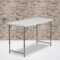 Flash Furniture DAD-YCZ-122Z-2-GG Height Adjustable Granite White Plastic Folding Table